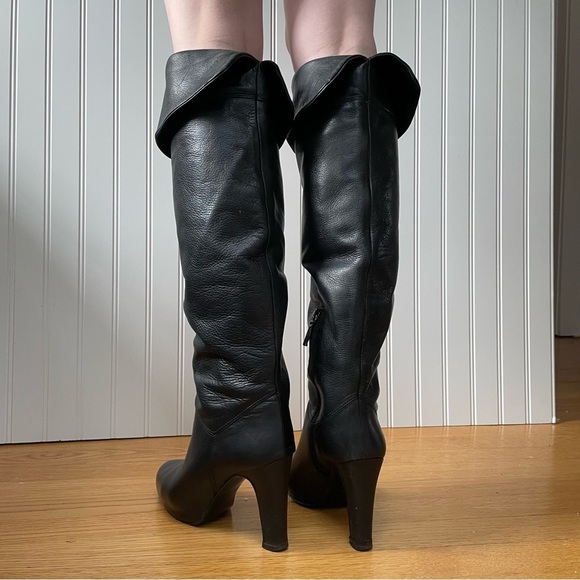 Baldinini Over the Knee/Fold Down Boots in Black Calfskin Leather *Italy* - Picture 5 of 16